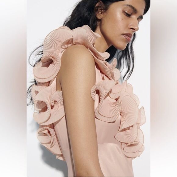 Zara ruffled satin effect dress - Picture 6 of 13